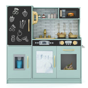 Cucina da gioco finta set per bambini con lavagna telefono microonde-Cucina da gioco finta fabbricatore di ghiaccio divertente Verde chiaro