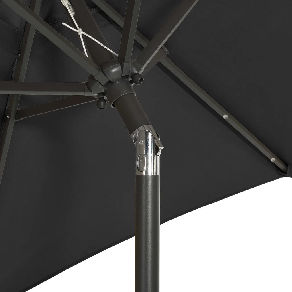 Ombrellone con LED Nero 200x211 cm in Alluminio