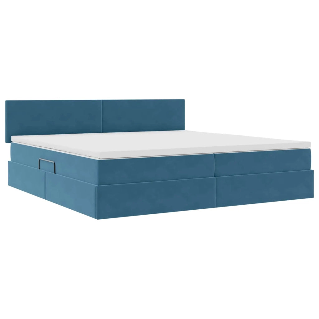 Letto con contenitore LED e materasso Blu Scuro 200 x 200 cm