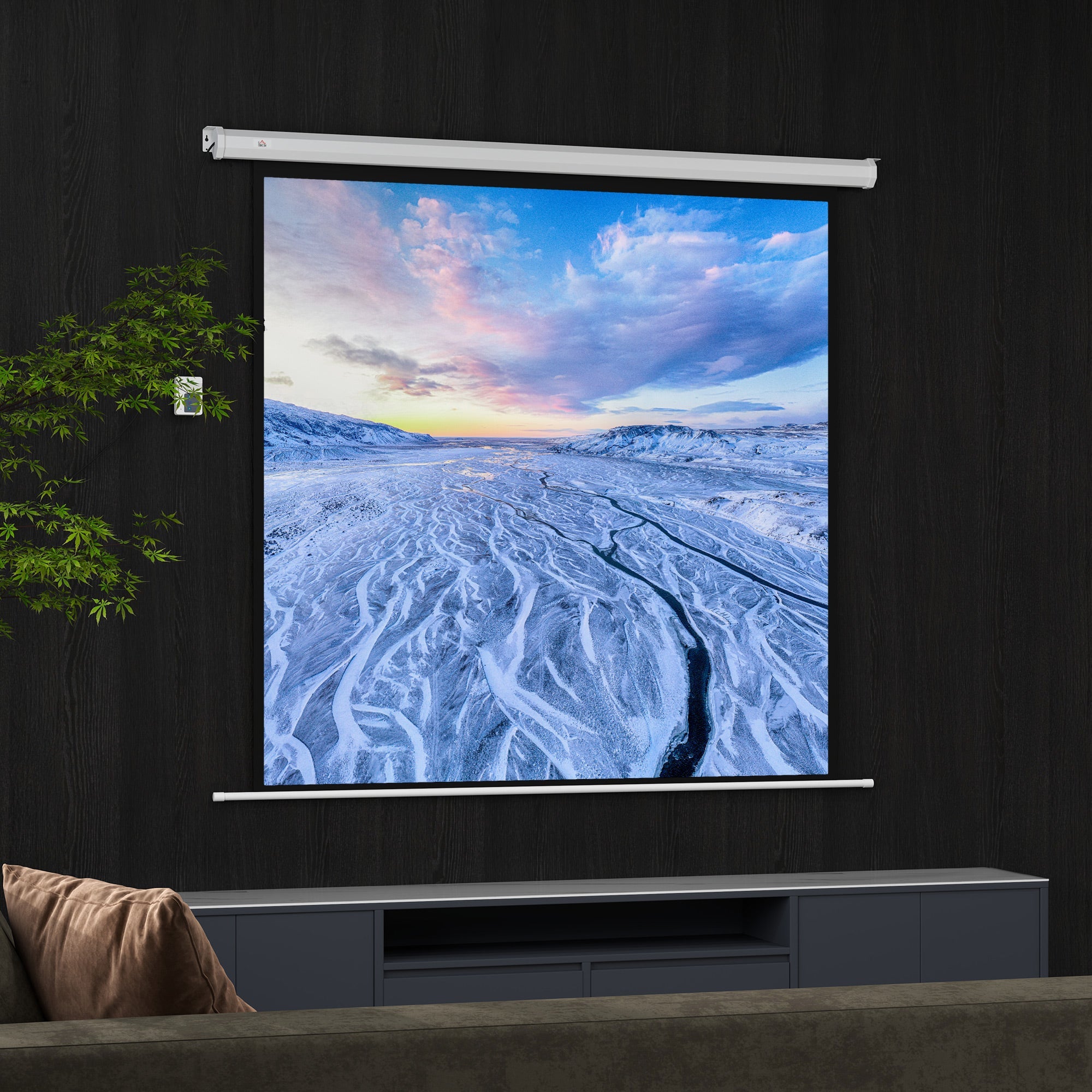 Telo Proiettore 92" Formato 1:1 Motorizzato 189,5x8x189,5 cm Bianco