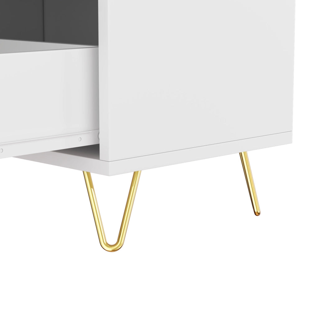 Sideboard 120x40x77 cm con sei cassetti; in truciolato; bianco e oro