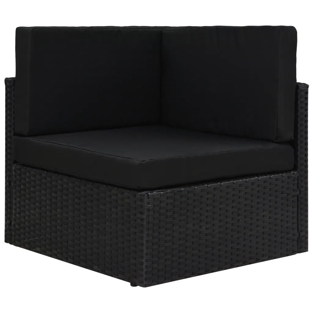 Divano ad Angolo Modulare in Polyrattan Nero cod mxl 63982
