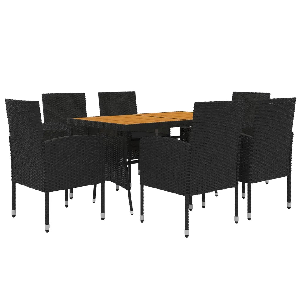 Set da Pranzo per Esterni 7 pz in Polyrattan Nero cod mxl 43918