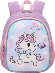 Zaino per bambini per bambine e bambini, 30 cm (30 cm) zaino per asilo nido, zaino per bambini in stile cartone animato con animali, per bambini dai 1 ai 5 anni, zaino lilla con un unicorno