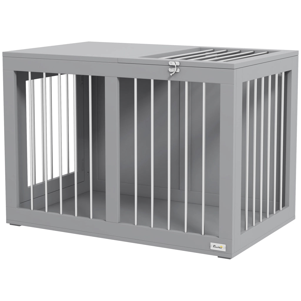 Gabbia per Cani Trasportabile ¨C Zephmum ¨C Grigio, Acciaio, 80x50x56.5 cm