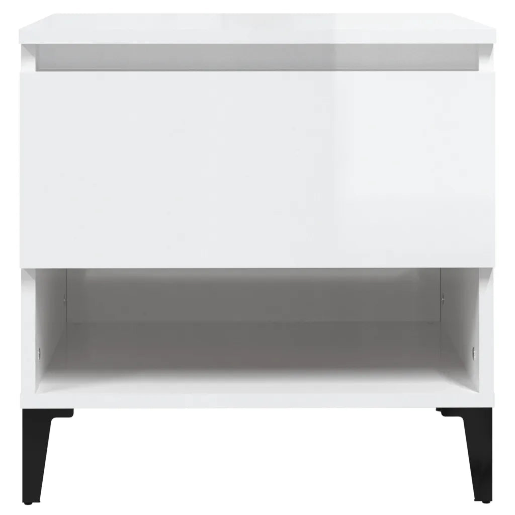 Tavolini 2pz Bianco Lucido 50x46x50 cm in Legno Multistrato