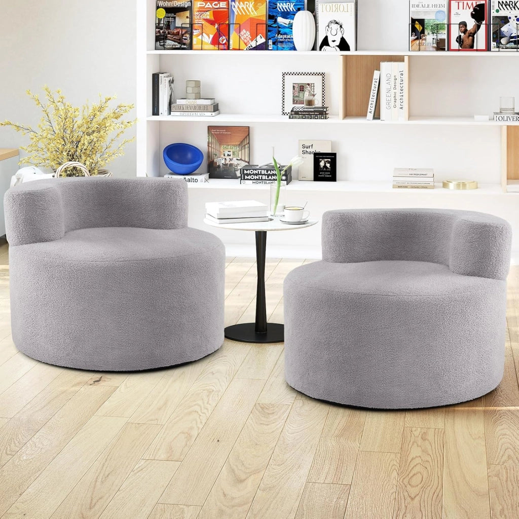 Poltrona Pouf a Sacco, Divano da Pavimento a Forma di Luna con Morbido Tessuto, Spugna ad Alta Resilienza e Schienale Curvo, Divano Rotondo per Salotto, Camera da Letto e Soggiorno (Grigio)