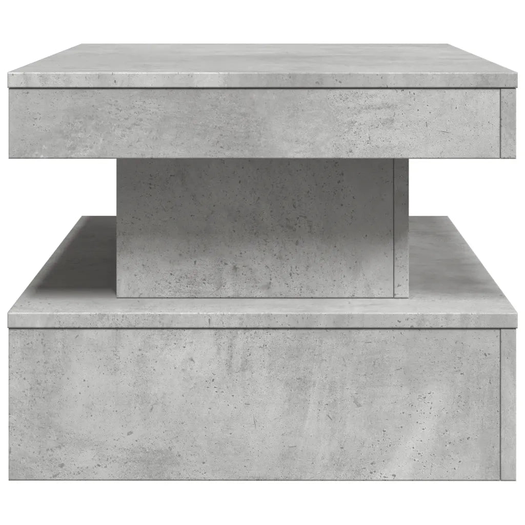 Tavolino da Soggiorno-Tavolino da Salotto con Luci LED Grigio Cemento 90x50x40 cm