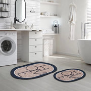 Matte da bagno ovale 2 pezzi in stile jutelook – tappeti da bagno morbidi, antiscivolo e assorbenti (Mohe, 60 x 100 cm - 50 x 60 cm)