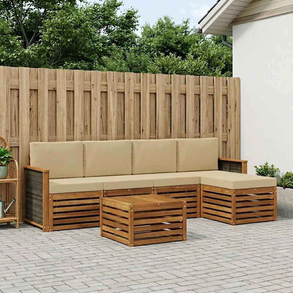 Set di divani da esterno 6 pz Naturale e Beige 3384259