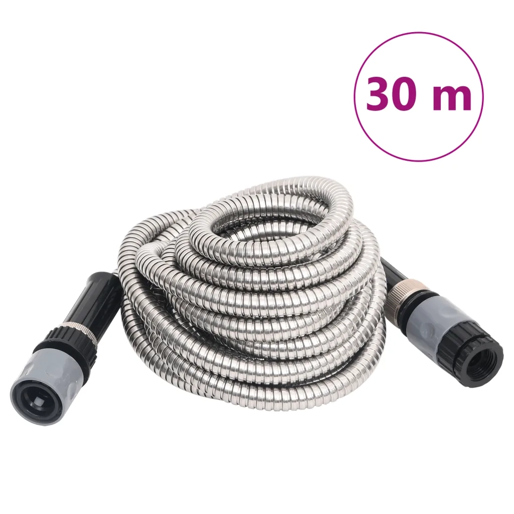 Tubo da Giardino con Ugello Spray Argento 0,6" 30 m in Acciaiocod mxl 79194
