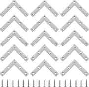Angoli a 90 gradi in acciaio inossidabile - 20 pezzi con viti - connettori a L per angoli 80 x 80 mm - tavolo, sedile, libreria - argento.