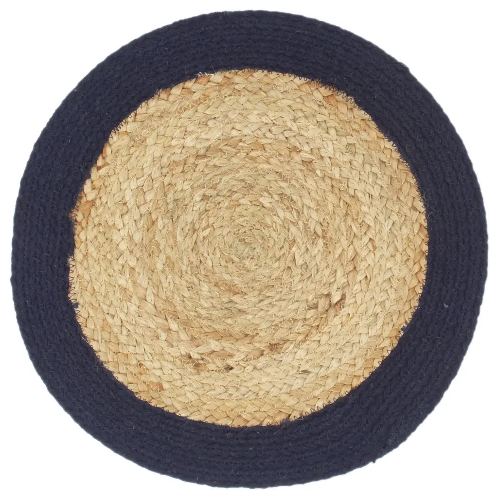 Tovagliette 4 pz Naturale e Blu Marino 38 cm in Juta e Cotone cod mxl 65630