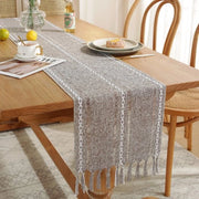 Tavolo da pranzo a strisce - Tavolo da pranzo a strisce con spazzole - Tavolo da pranzo bohemiano a strisce - Per festa, Natale, cucina, tavola da pranzo, decorazione da tavola per compleanni - 33x200cm