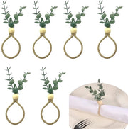 Servizi da tavola in stile bohemien - 6 pezzi - Foglie di eucalipto - Campanelle in legno - Decorazione da tavola - Decorazione per feste e matrimoni