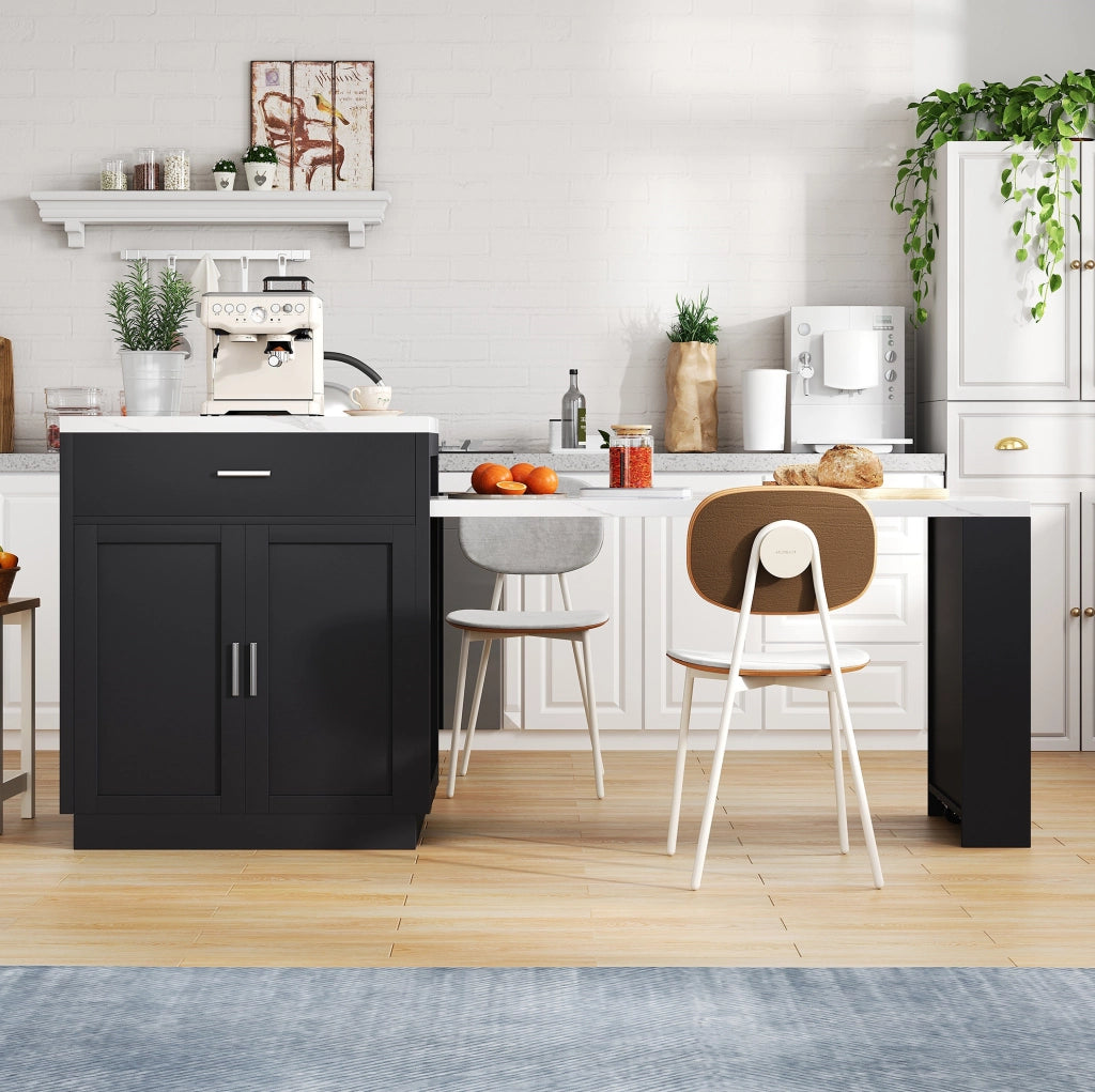 Isola cucina con tavolo estraibile, prese USB e contenitore
