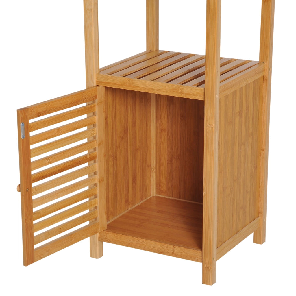 Armadietto da Bagno in Bamb¨´ con Anta e Ripiani ¨C Zephmum ¨C Naturale 33x36.5x140 cm