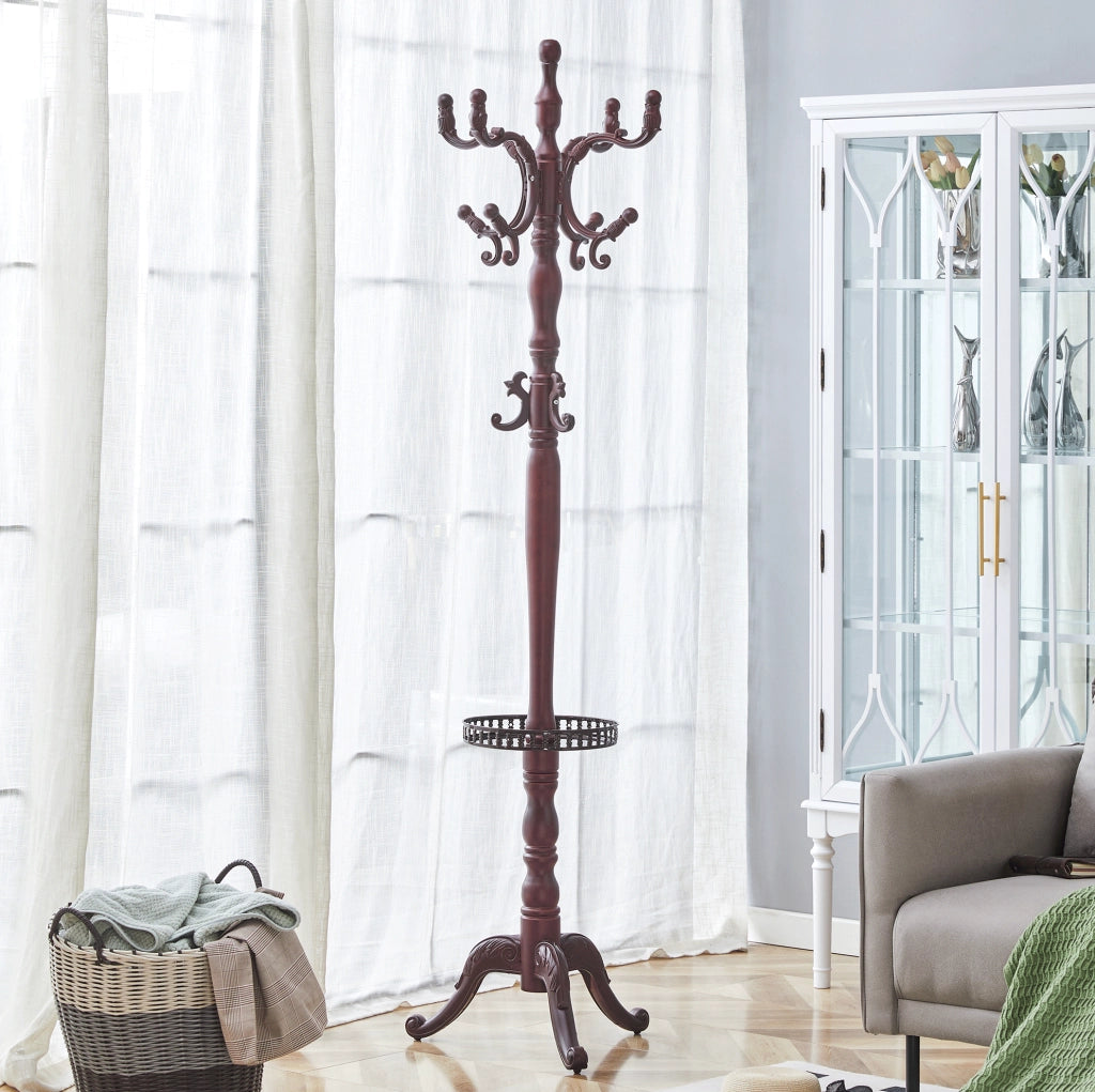 Appendiabiti da terra in legno massello noce 195 cm con base a treppiede HOMVRA