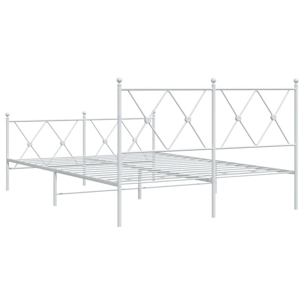 Giroletto con Testiera e Pediera-Struttura Letto Metallo Bianco 137x190 cm 456052