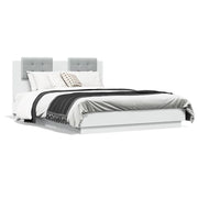 Letto matrimoniale | Letto per adulti | Giroletto con Testiera Bianco 120x190 cm in Legno Multistrato