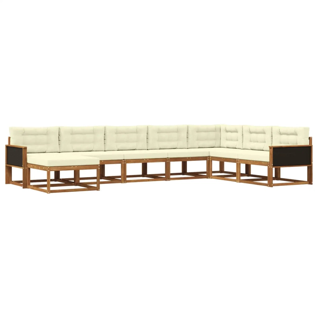 Set di divani da esterno con cuscino 8 pcs Naturale e Crema