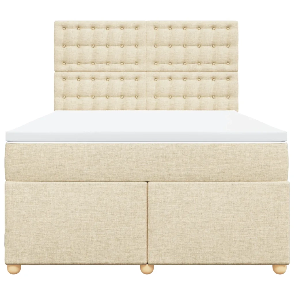 Giroletto a Molle con Materasso Crema 140x19 cm in Tessuto