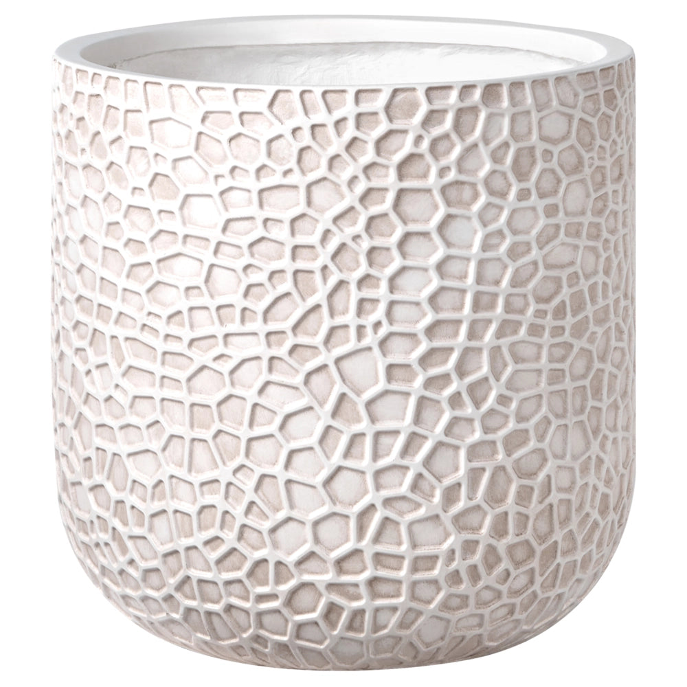 Fioriera Beige chiaro Fioriera rotonda in fibra di argilla per uso interno ed esterno 43 x 43 x 42 cm Decorativa Design moderno Soggiorno Giardino
