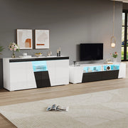 Mobile TV con LED e sideboard bianco e nero in MDF; 180 cm e 140 cm