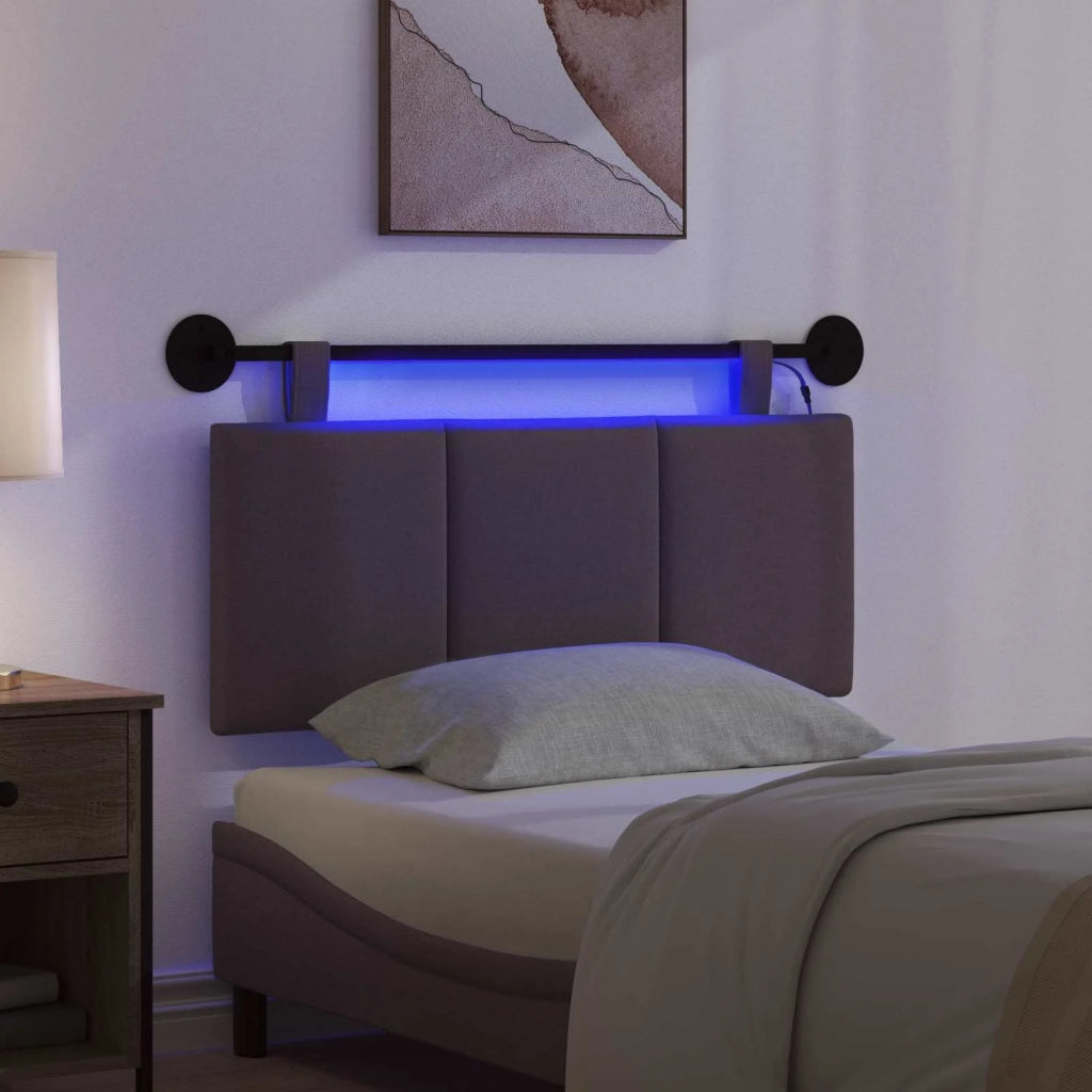 Testiera sospesa Con luce LED Marrone Scuro Tessuto