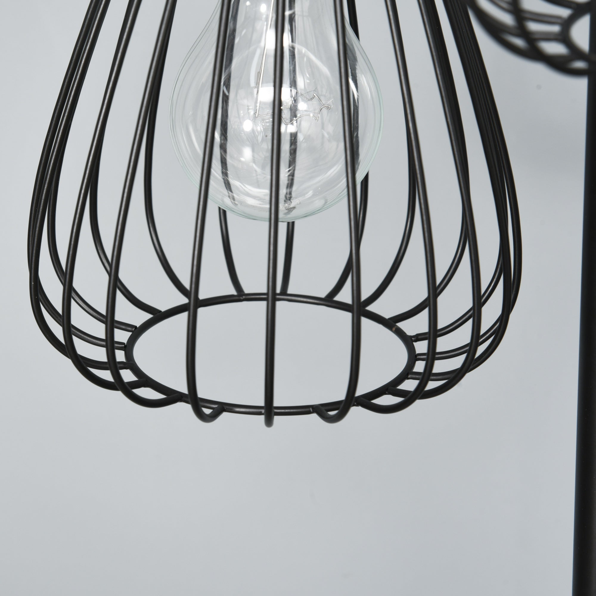 Lampada da Terra con Paralumi E27 in Metallo Nero