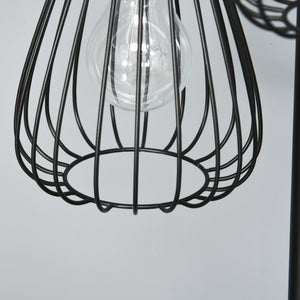 Lampada da Terra con Paralumi E27 in Metallo Nero