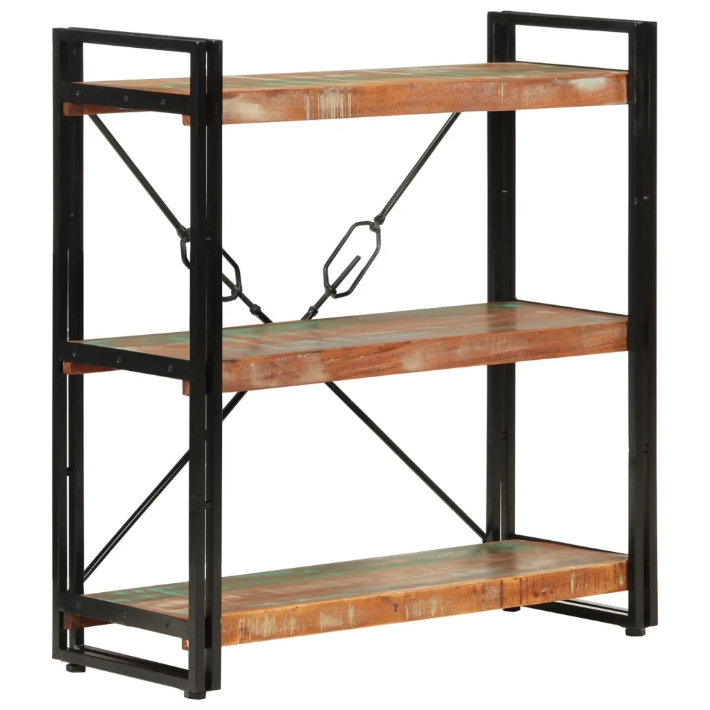 Libreria 3 Livelli-Scaffale per Libri-Mobile di Stoccaggio 77x30x80 cm Legno Massello Recupero e Ferro