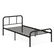 Letto piattaforma in metallo moderno con testiera e pedier facile da montare, Struttura per letto singolo Nero-Letti e strutture