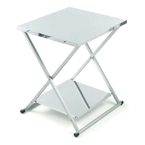 Ompagrill 70780 Tavolo Pieghevole in Acciaio Inossidabile con Ripiano Inferiore e Ruote colore Argento