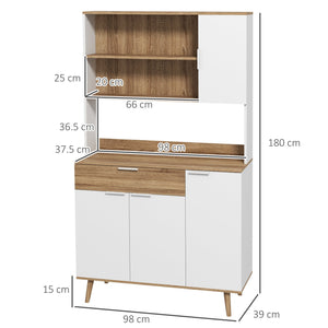 Credenza da Cucina 98x39x180 cm in Legno Truciolare Bianco e Legno