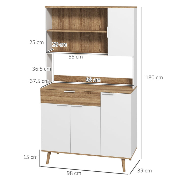 Credenza da Cucina 98x39x180 cm in Legno Truciolare Bianco e Legno