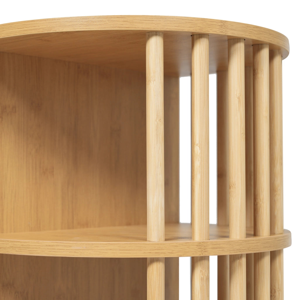 Credenza 160x40x75 cm in MDF e bambù effetto rovere， 6 cassetti e ripiani aperti