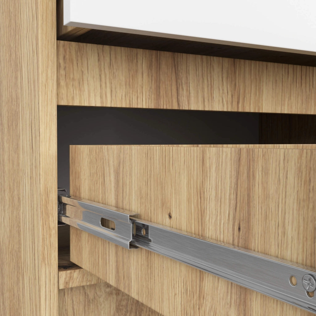 Comodino AKORD K60 Quercia Artisan 60 cm 2 cassetti inserto frontale Bianco 60x40x55 cm