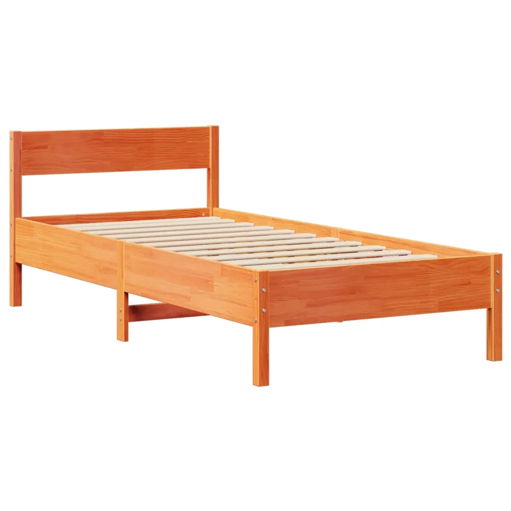 Letto senza Materasso Marrone Cera 75x190 cm in Legno di Pino