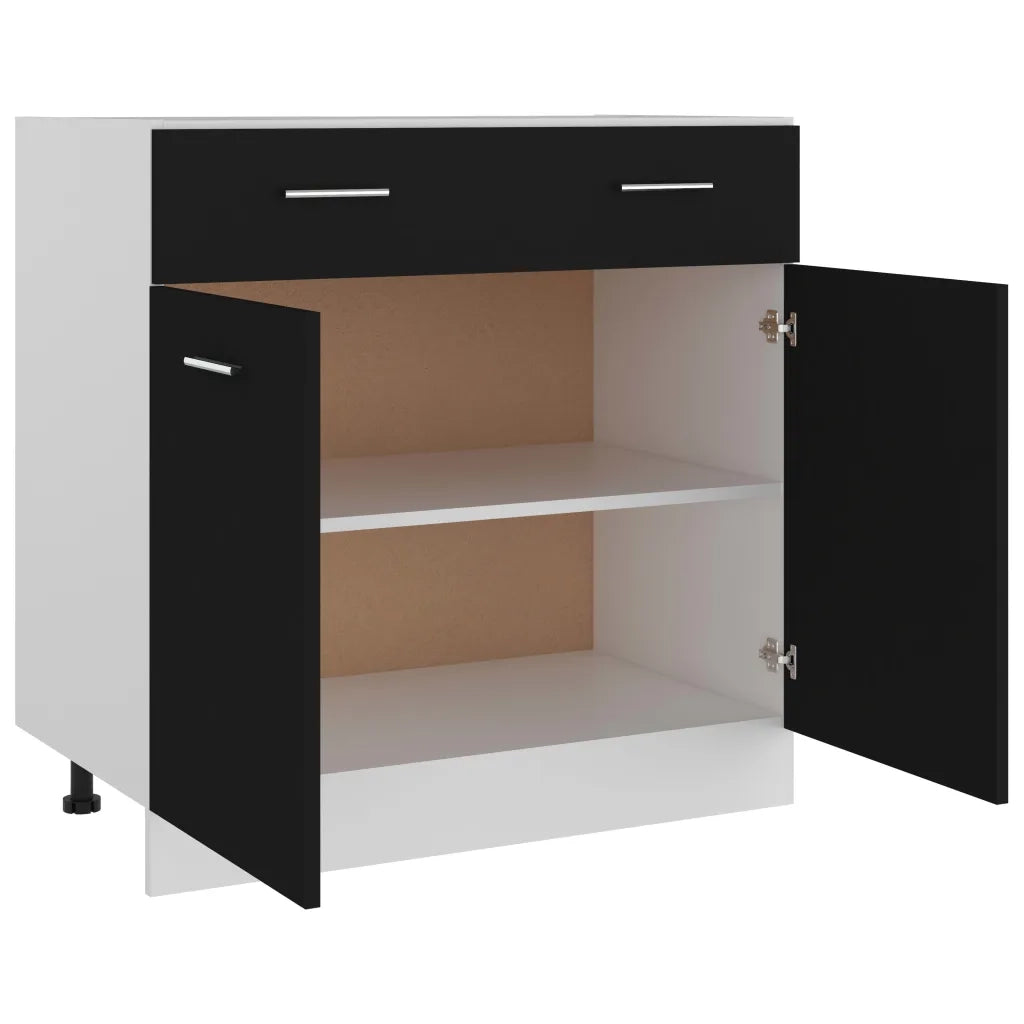 Mobiletto da bagno dal design contemporaneo con cassetti 80 x 46 x 81,5 cm legno nero 02_0047667