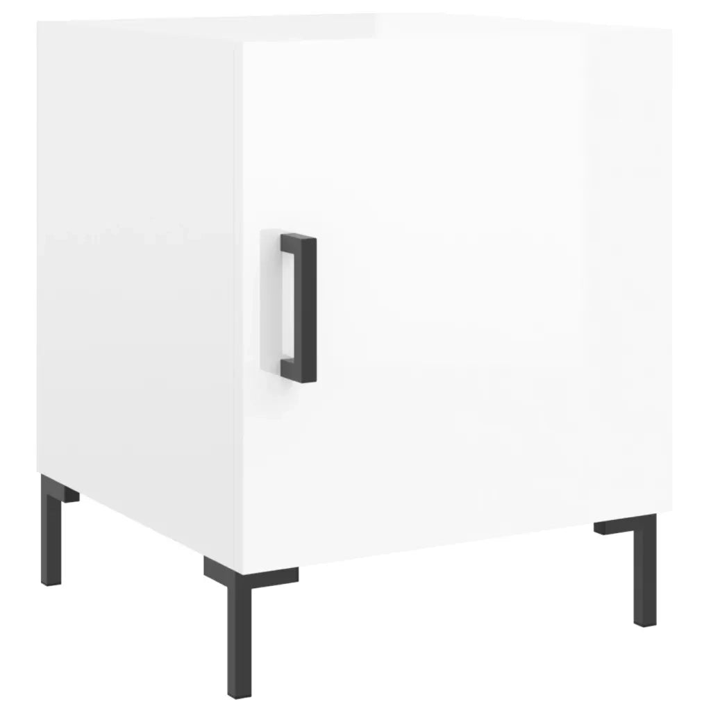 Comodini 2 pz-Set di 2 Tavolino da notte Bianco Lucido 40x40x50 cm in Legno Multistrato 493557