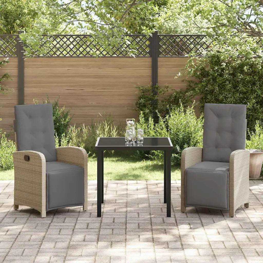 Set da Pranzo per Giardino con cuscino 3 pcs Beige polyrattan 3380337