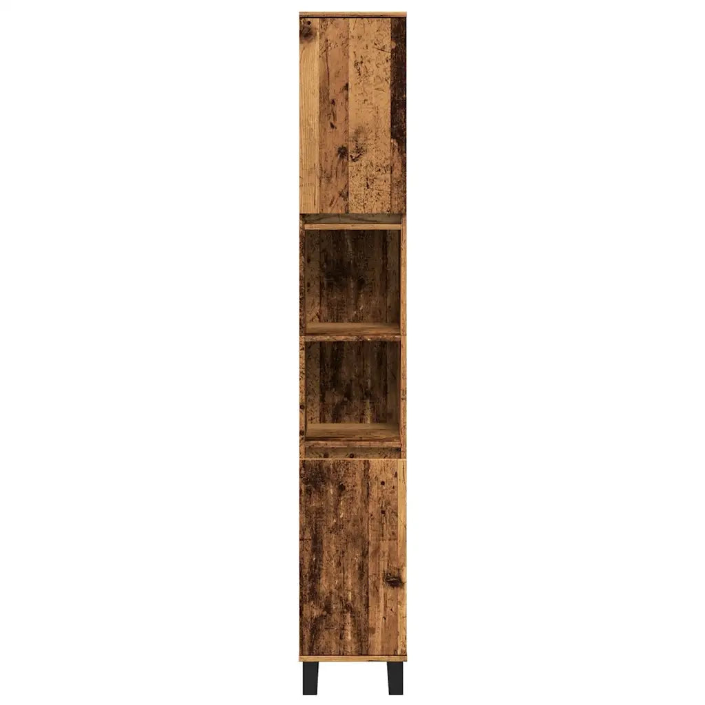 Armadietto Bagno Legno Antico 30x30x190 cm in Legno Multistrato