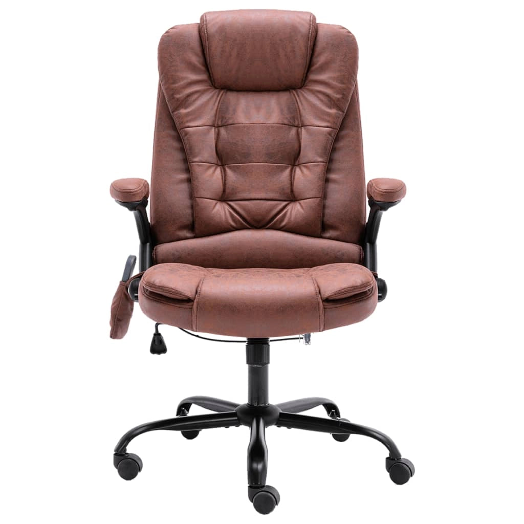 Sedia poltrona sedia da ufficio sedia da computer sedia da studio sedia da massaggio pelle scamosciata sintetica marrone chiaro 02_0024012