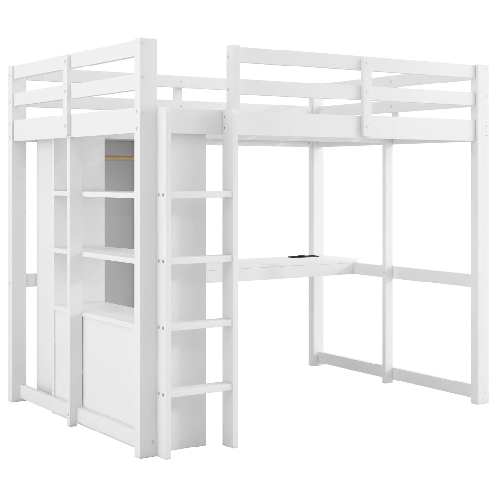 Letto a castello bianco con funzione scrivania sottostante 140x200cm