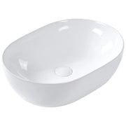 Lavabo da appoggio Bianco finitura lucida Ceramica 480 x 340 mm Lavandino ovale per bagno