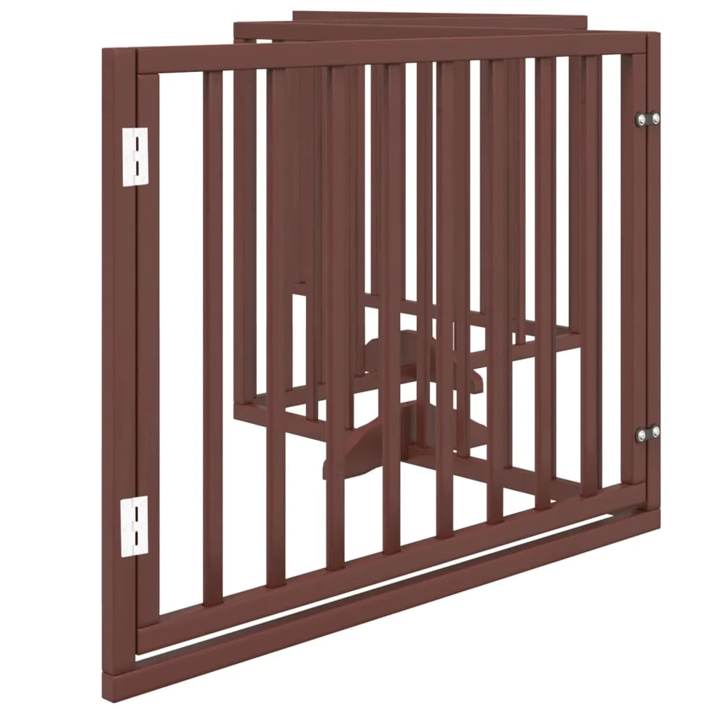 Cancelletto di sicurezza per cani con porta in legno di pioppo a 4 pannelli marrone 02_0023299
