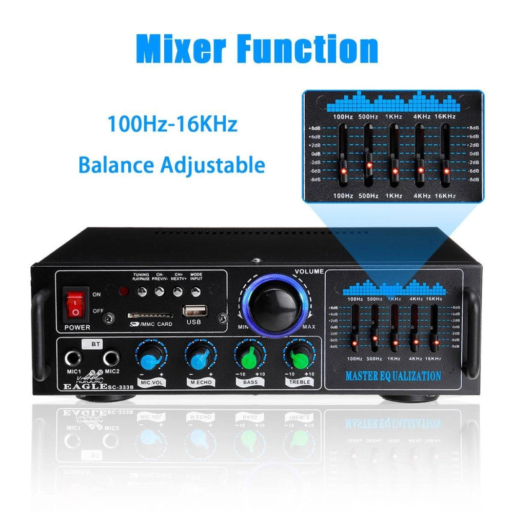 Trade Shop - Amplificatore Audio 2x70w Funzione Karaoke Fm/bluetoothmp3/usb/bluetooth Q-gf289 -