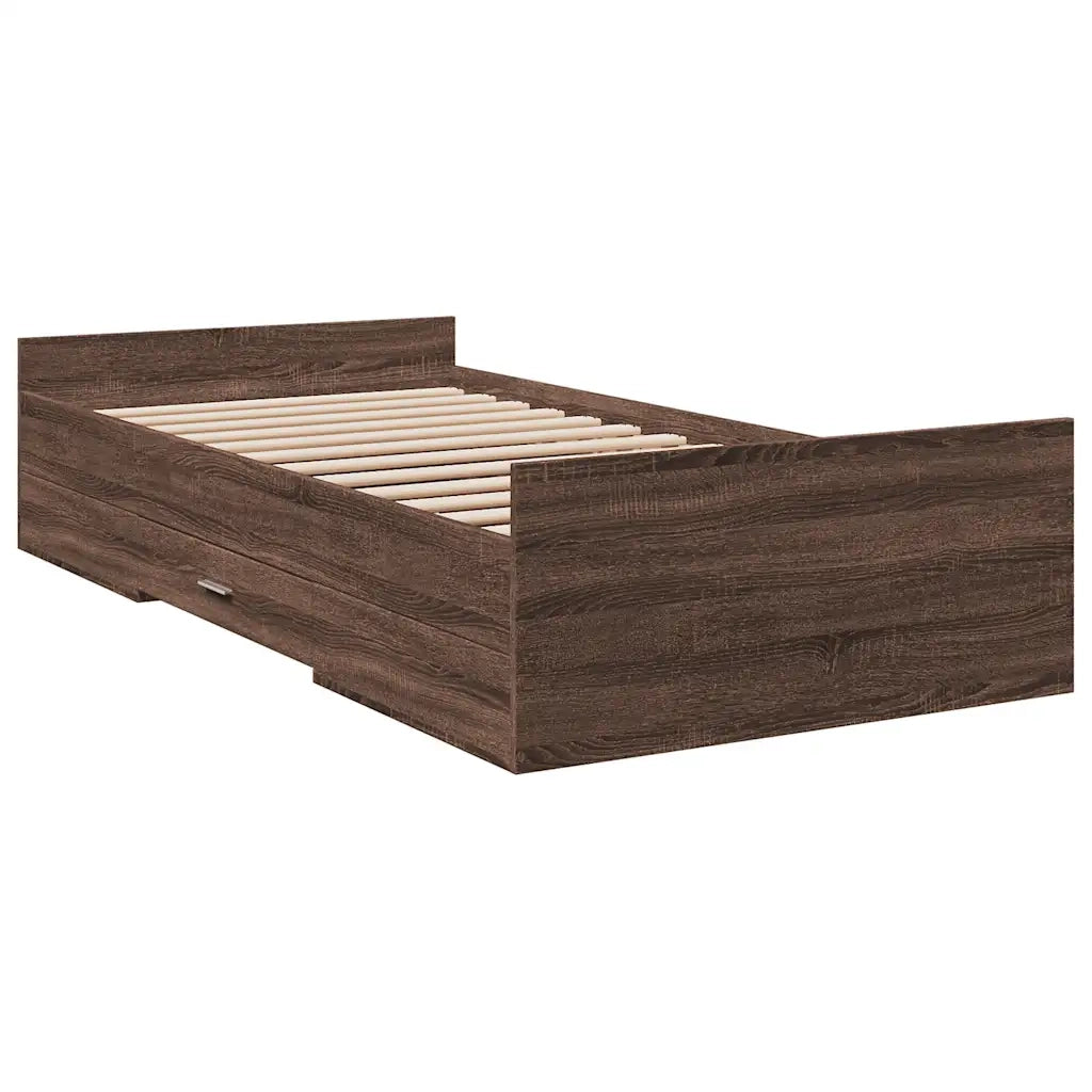 Giroletto Cassetti Rovere Marrone 100x200 cm Legno Multistrato