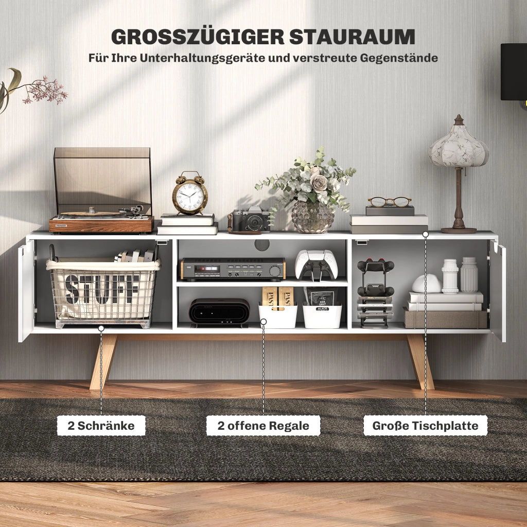 Mobile TV con cassetti e scaffali aperti ¨C zephmum ¨C MDF, bianco, 150x39x50 cm